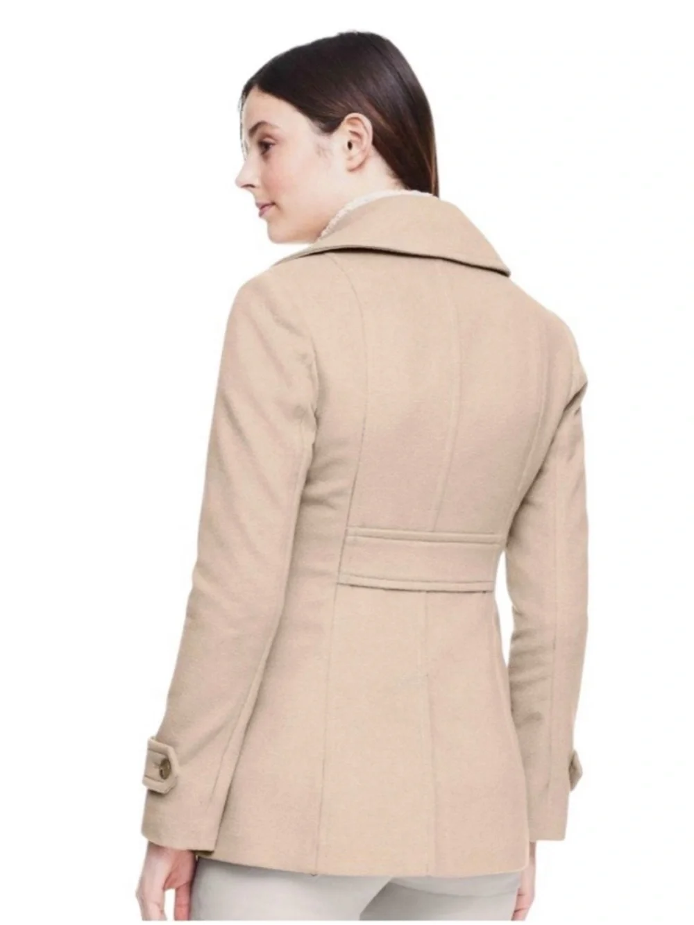 Lands End Women’s Soft Camel Wool Blend Peacoat